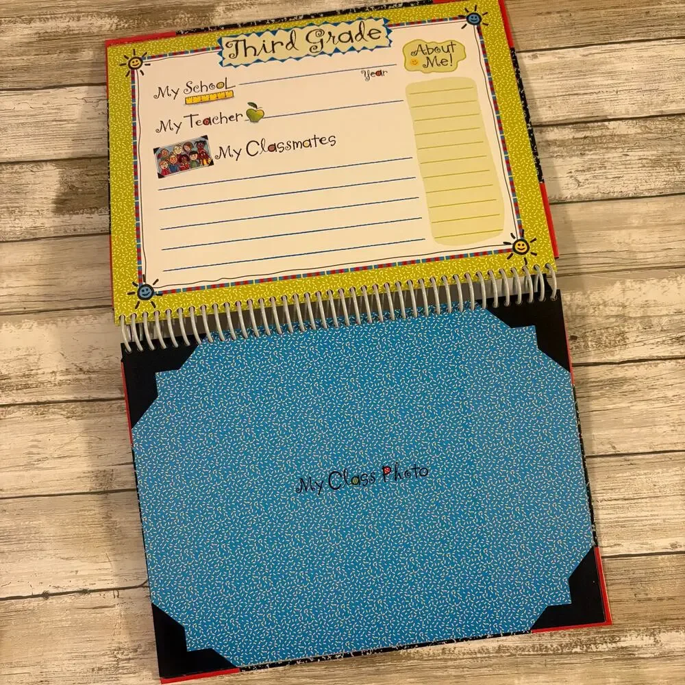 VTG New Seasons School‎ Pictures Scrapbook Keepsake Spiral Bound Whimsical K-8